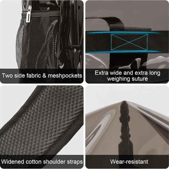 Clear Backpack School Bag Stadium Approved Heavy Duty Large PVC Laptop Transpare - Picture 4 of 6